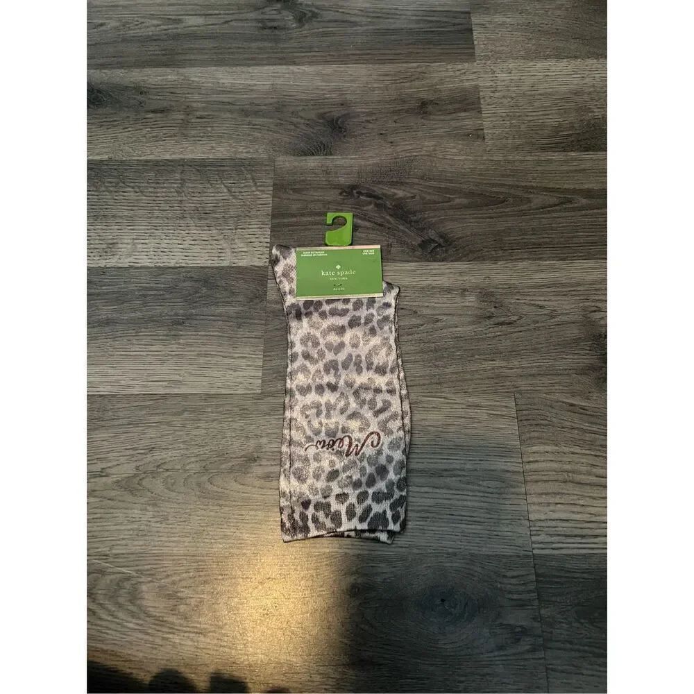 Kate Spade Leopard Meow Crew Socks Woman’s One Size (4-10)NEW